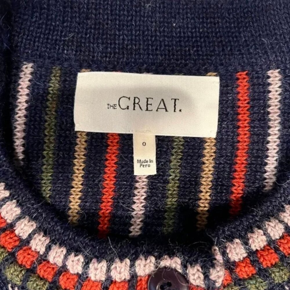 The GREAT. Navy Stripe Cardigan - Picture 11 of 12